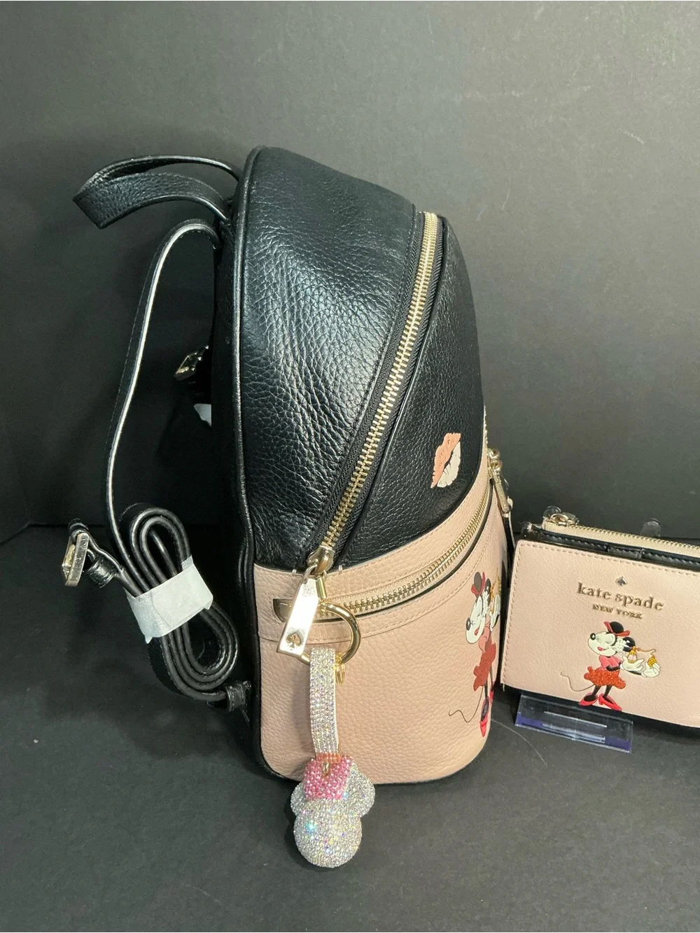 Kate Spade New York Minnie Mouse Medium Leather Backpack With Matching Wallet